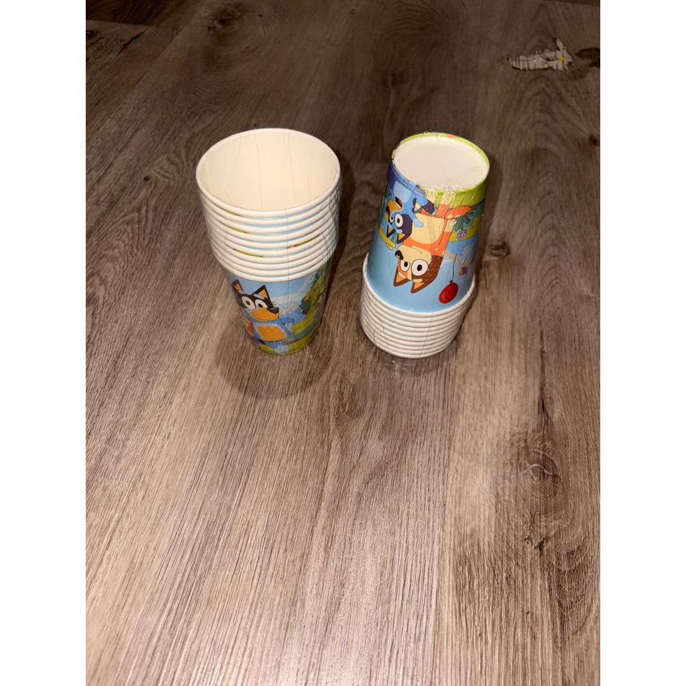 Bluey and Bingo Disposable Paper Party Cups Set of 20 Birthday Supplies Blue